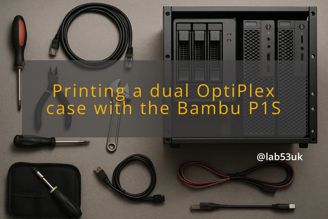img printing a dual optiplex case with the bambu p1s dual optiplex homelab